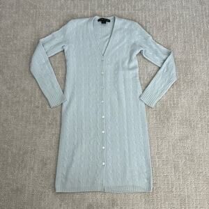 Ralph Lauren Black Label 100% cashmere long sleevesweater dress v neck baby blue